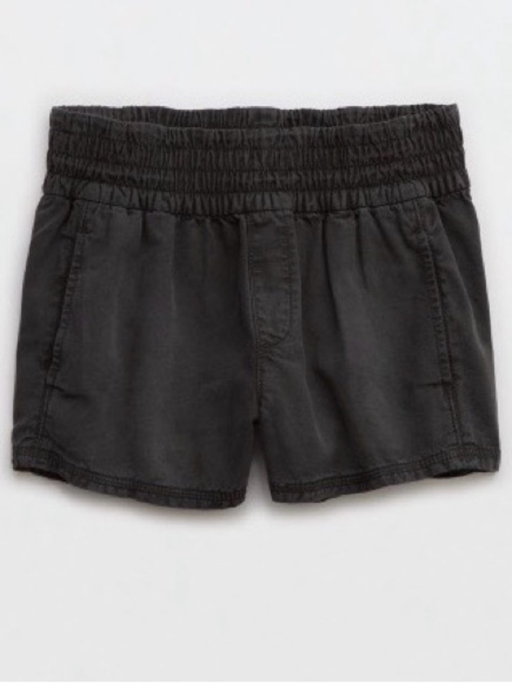 aerie Washed Black High-Waist Smocked Short